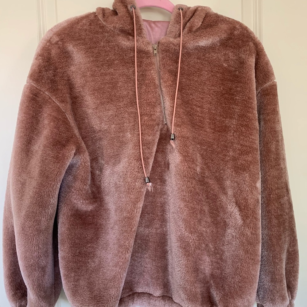 Pink velvety hoodie